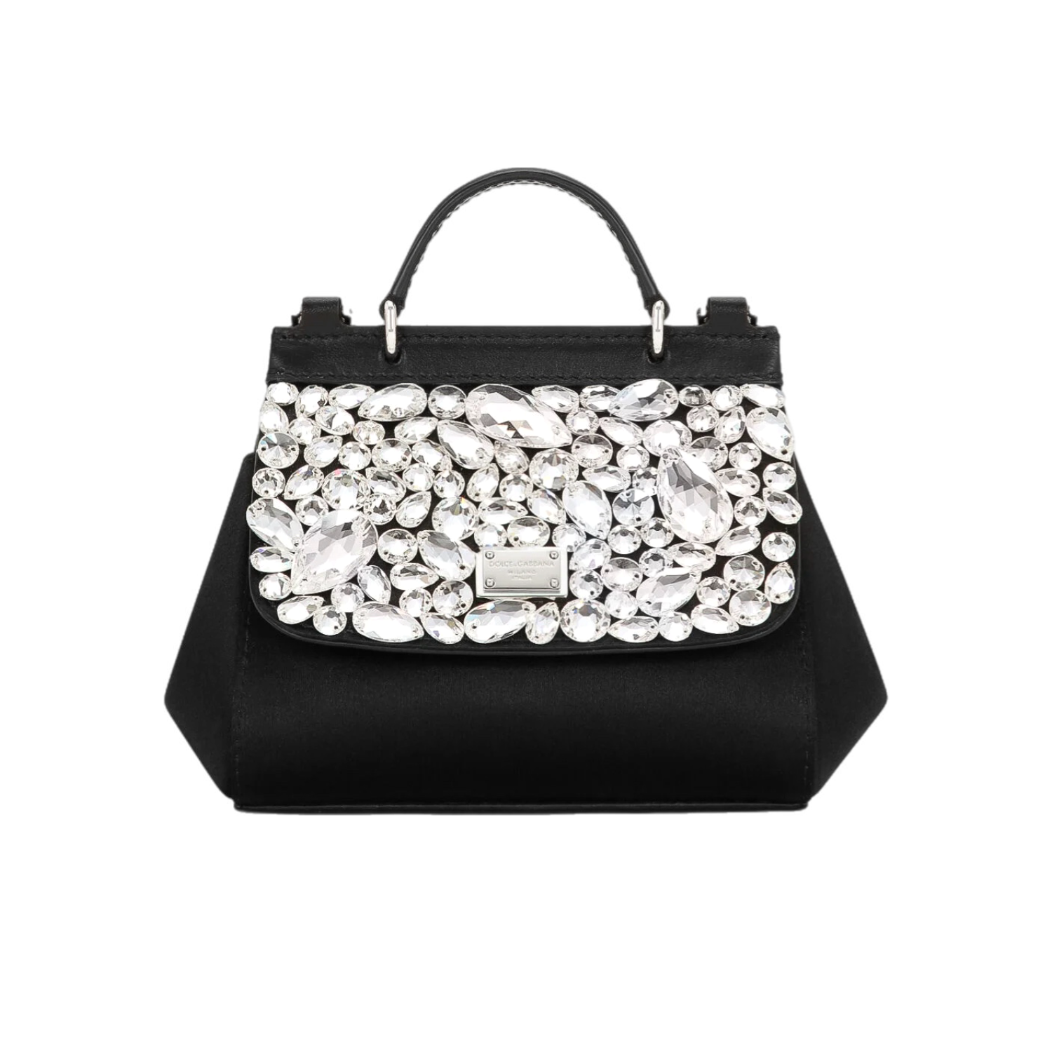 MINI SICILY CRYSTAL-EMBELLISHED BAG IN BLACK