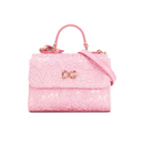 embellished lace shoulder bag in pink