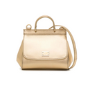 logo-plaque metallic shoulder bag in gold