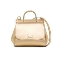 logo-plaque metallic shoulder bag in gold