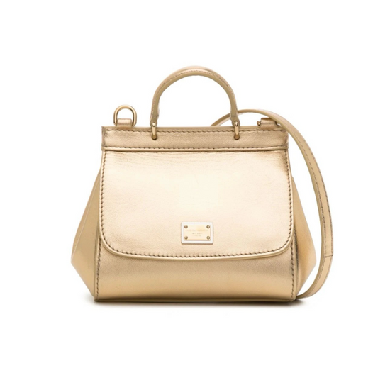 LOGO-PLAQUE METALLIC SHOULDER BAG IN GOLD
