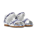 blue majolica-patterned open-toe sandals