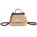 BEIGE BAG WITH LOGO PLAQUE