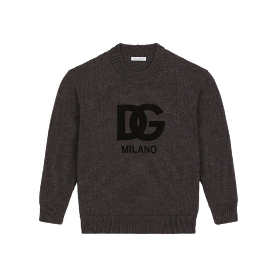 GREY CREWNECK PULLOVER IN VIRGIN WOOL