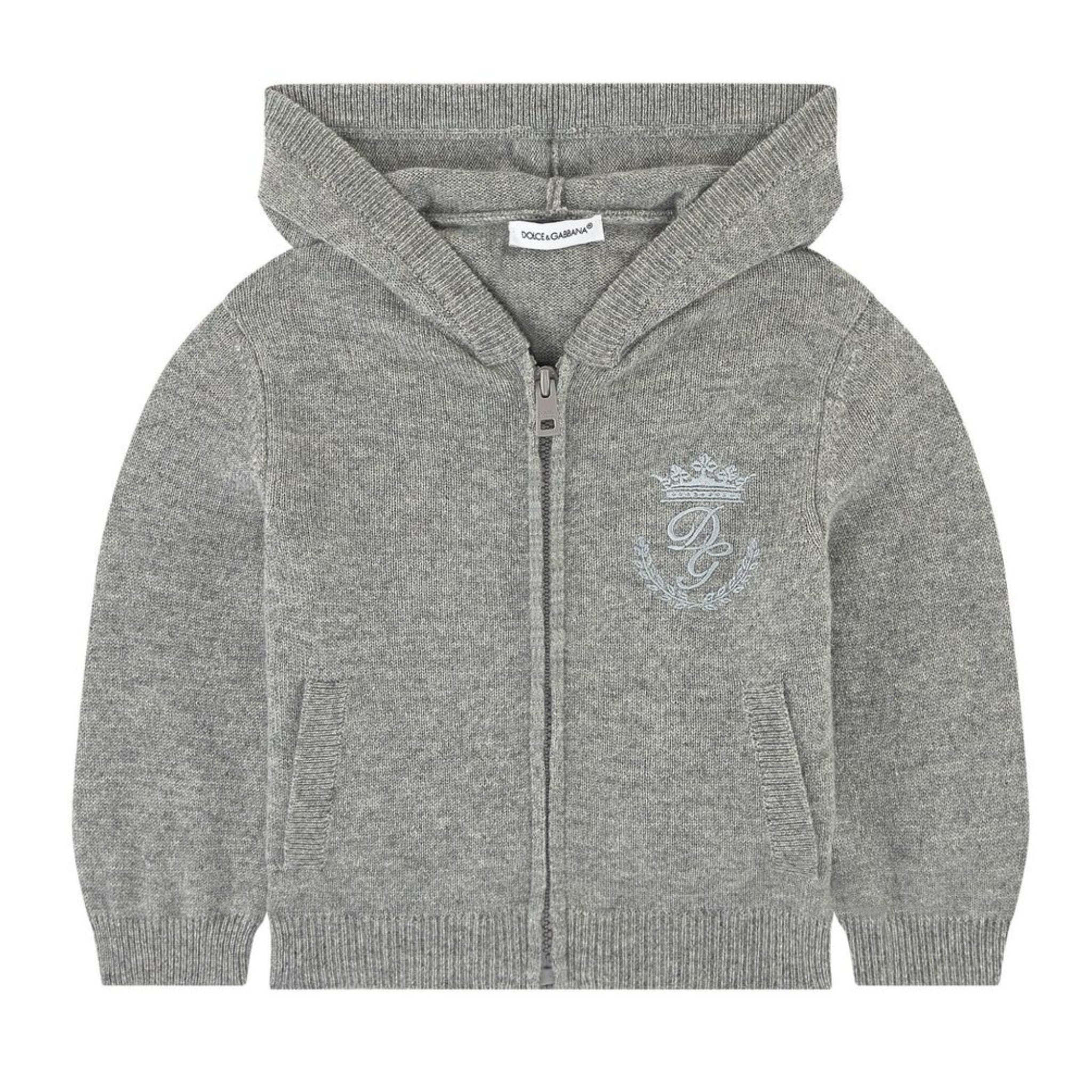 grey cashmere hoodie in grey