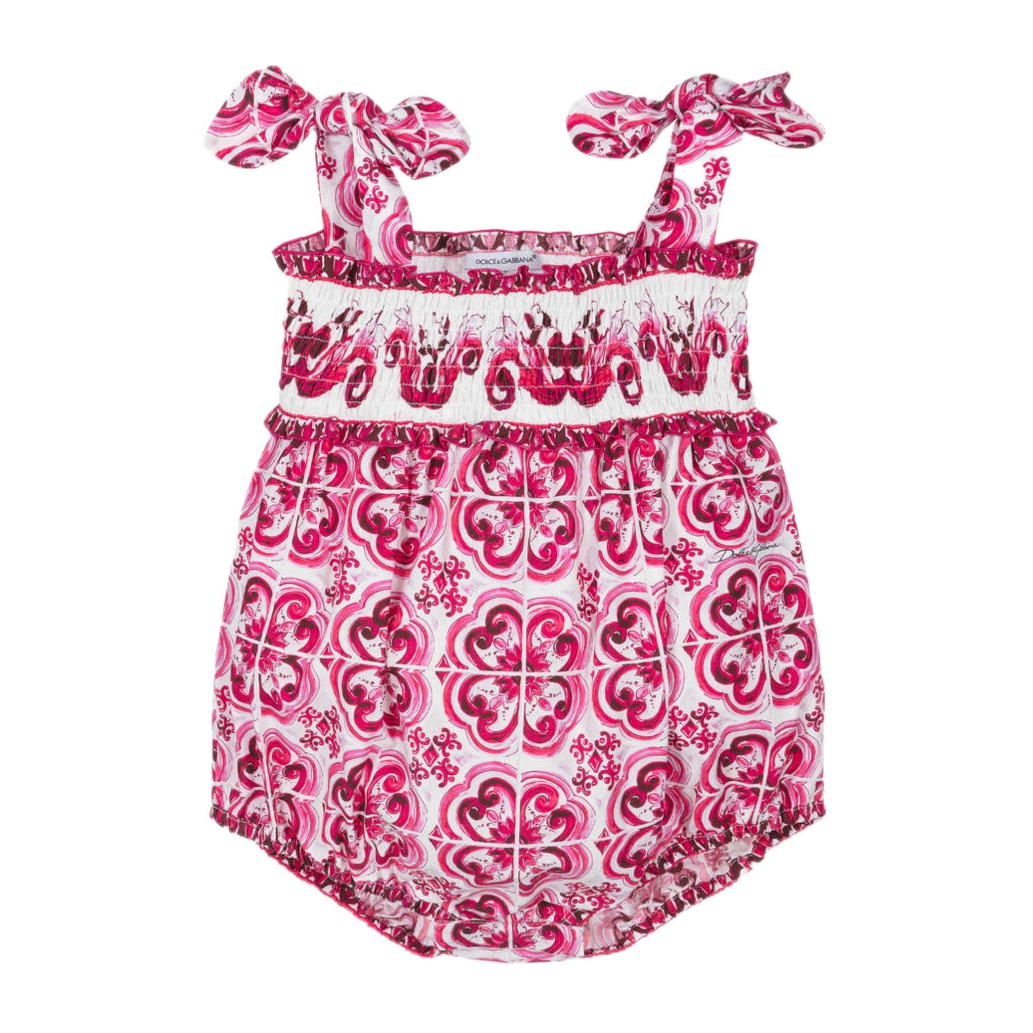 MAJOLICA-PRINT ROMPER IN PINK