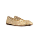 crystal-embellished lace ballerina shoes in gold