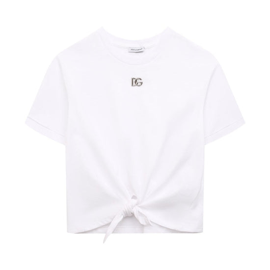 LOGO-PLAQUE KNOTTED T-SHIRT