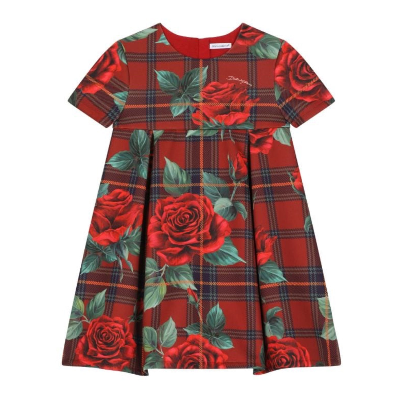 rose tartan print dress
