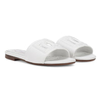 logo-detail leather slides in white