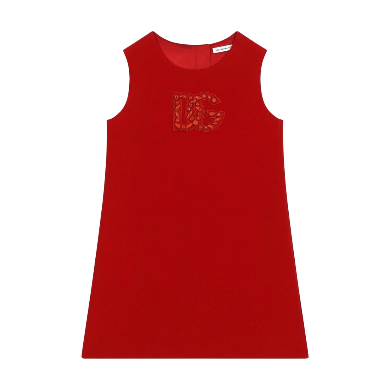 volcano-red dress with dg-patch