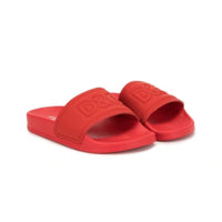 dg logo rubberized calfskin sliders in red