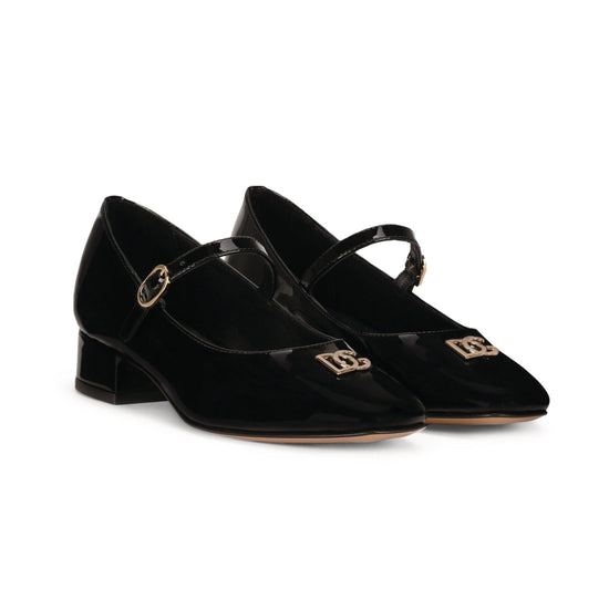 LOGO-PLAGUE BLACK MARY JANE SHOES