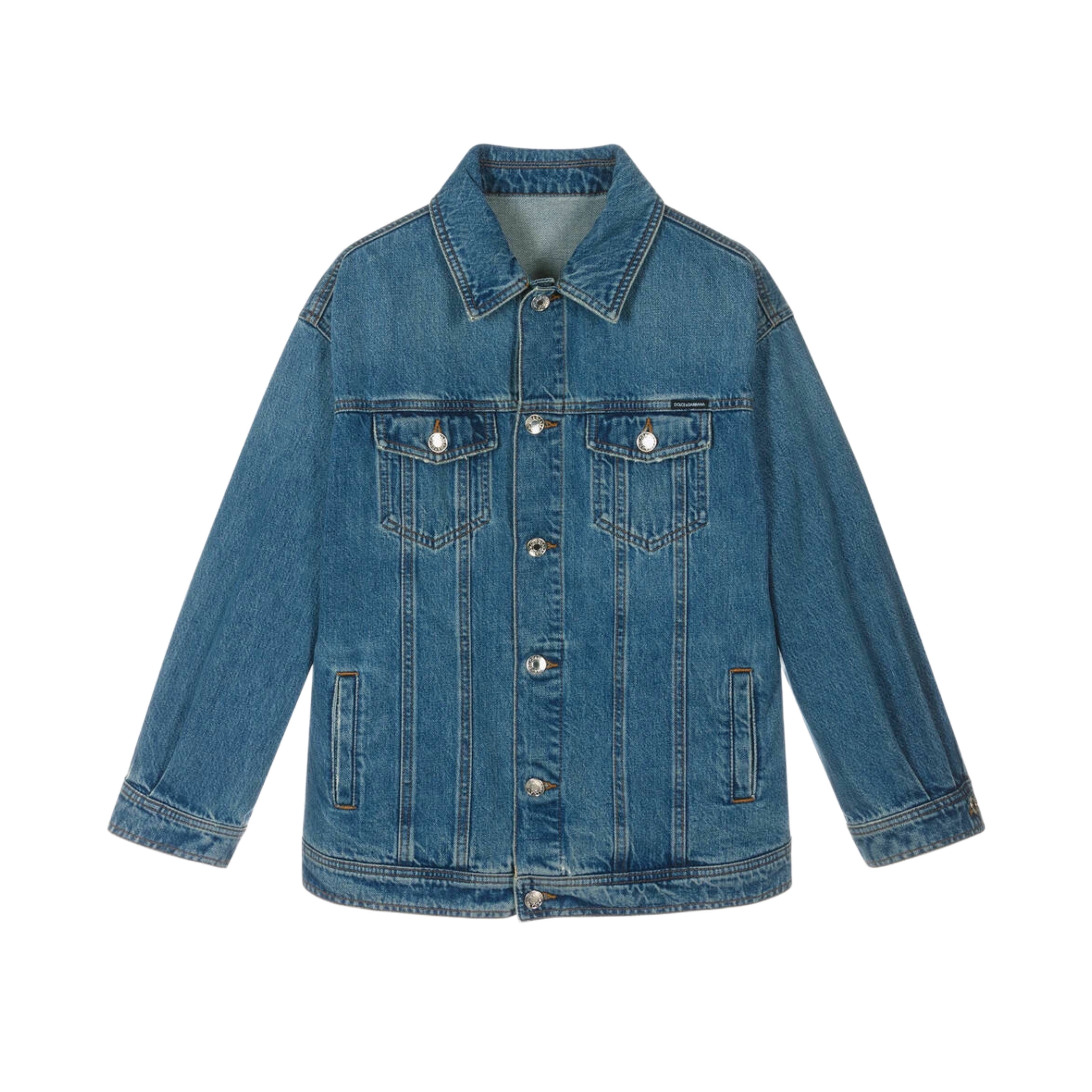 logo-printed cotton denim jacket