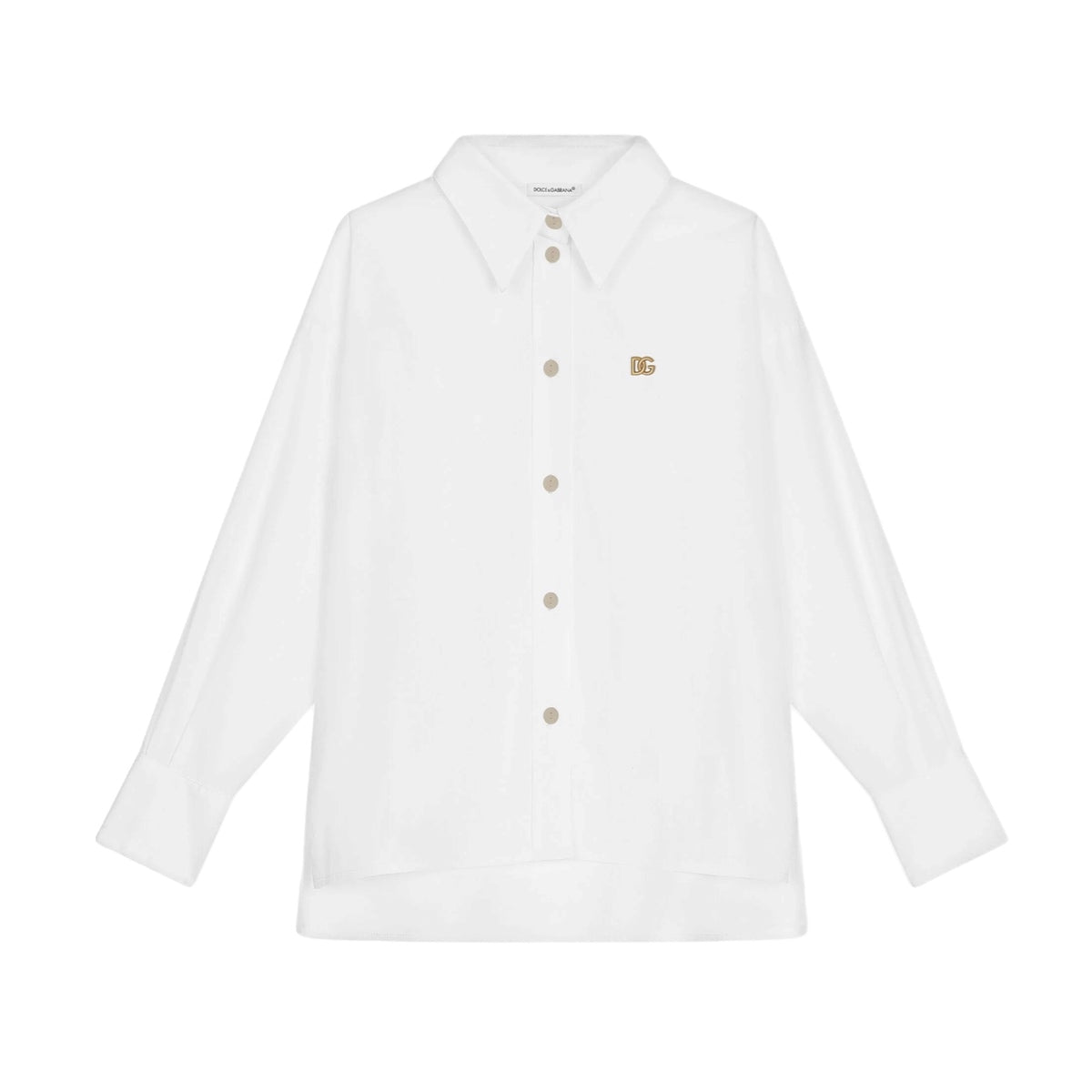 cotton shirt with a logo plaque in white