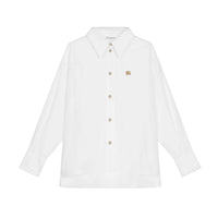 cotton shirt with a logo plaque in white