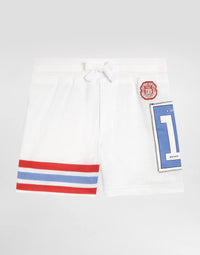 BERMUDAS IN WHITE WITH STRIPES AND PATCHES