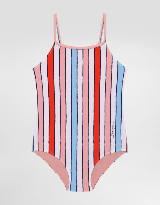 ONE-PIECE SWIMSUIT IN NATURAL WHITE STRIPES