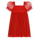 tulle dress in bright red