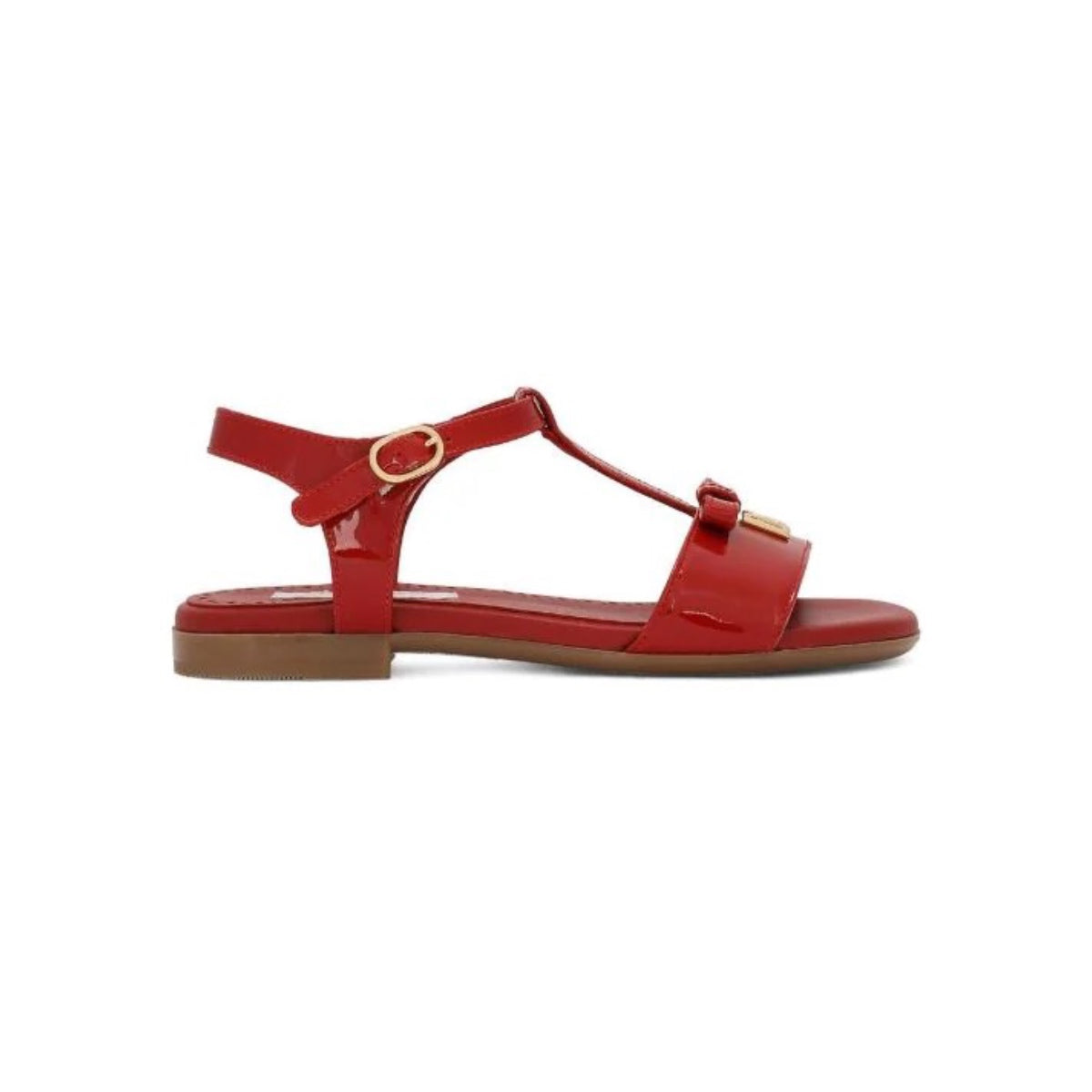 logo-plaque t-bar sandals in red