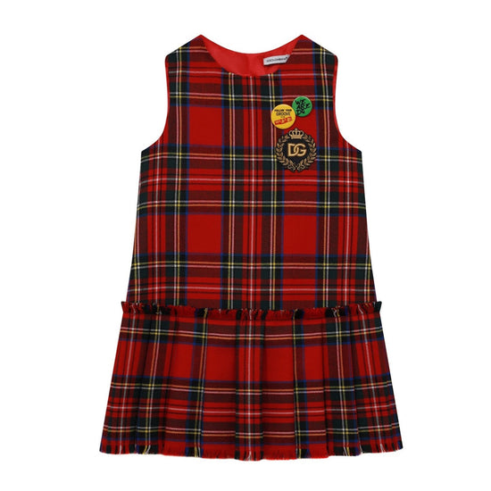 SLEEVELESS WOOL DRESS IN RED TARTAN