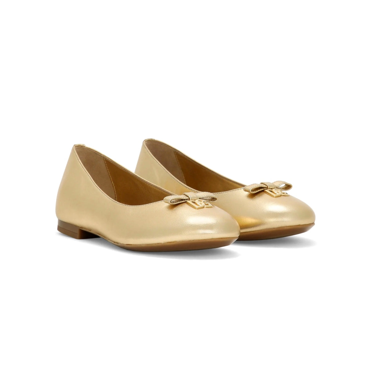 leather ballet flats in gold