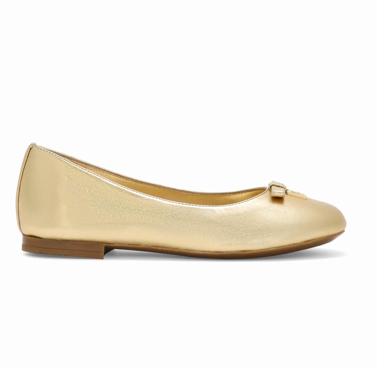 leather ballet flats in gold