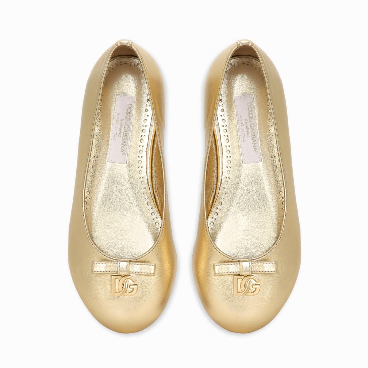 leather ballet flats in gold