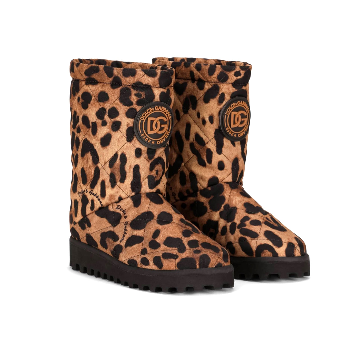 quilted leopard-print boots