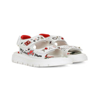 touch-strap sandals with a logo and sketch print