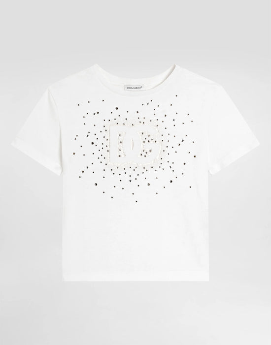 T-SHIRT IN WHITE WITH RHINESTONES