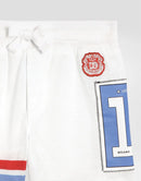 BERMUDAS IN WHITE WITH STRIPES AND PATCHES