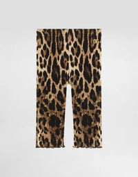 LEOPARD PRINT RIBBED LEGGINGS FOR BABY GIRL