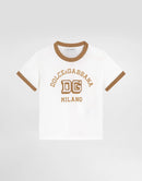 LOGO EMBROIDERED T-SHIRT FOR BABY BOYS IN WHITE&BEIGE