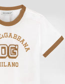 LOGO EMBROIDERED T-SHIRT FOR BABY BOYS IN WHITE&BEIGE