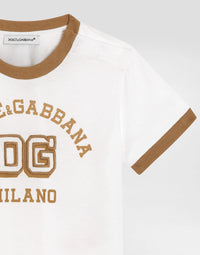 LOGO EMBROIDERED T-SHIRT FOR BABY BOYS IN WHITE&BEIGE