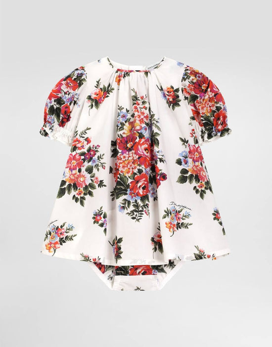 DRESS AND CULOTTE IN WHITE FLORAL PRINT