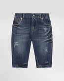 WASHED DENIM TROUSERS FOR BABY BOY