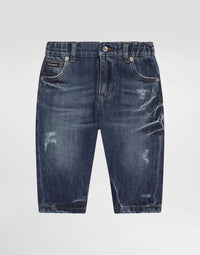 WASHED DENIM TROUSERS FOR BABY BOY