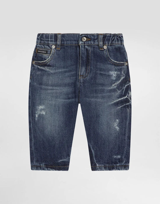 WASHED DENIM TROUSERS FOR BABY BOY