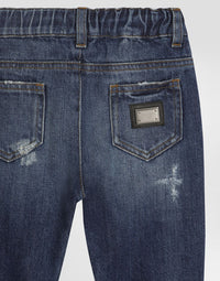 WASHED DENIM TROUSERS FOR BABY BOY