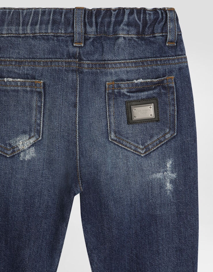 WASHED DENIM TROUSERS FOR BABY BOY