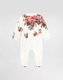 FLORAL PRINT ROMPER SET WITH BIB & HEADBAND