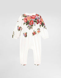FLORAL PRINT ROMPER SET WITH BIB & HEADBAND