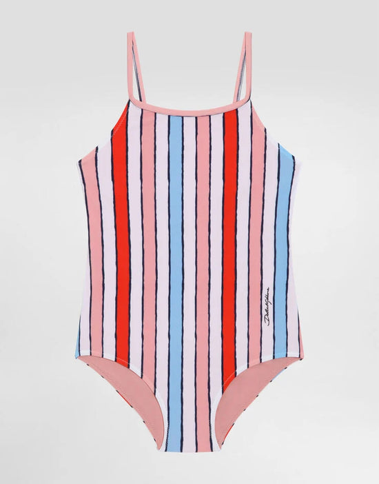 ONE-PIECE SWIMSUIT IN NATURAL WHITE STRIPES