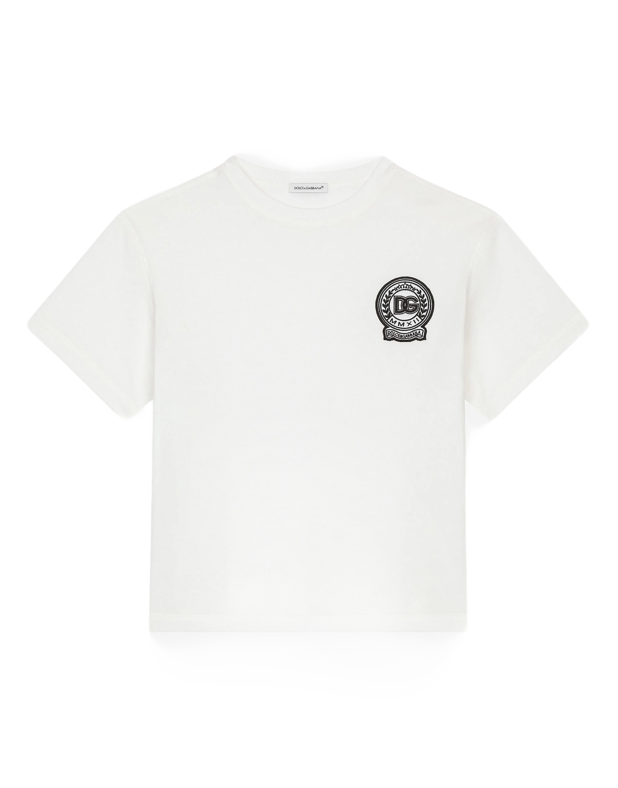 WHITE T-SHIRT WITH LOGO-PATCH