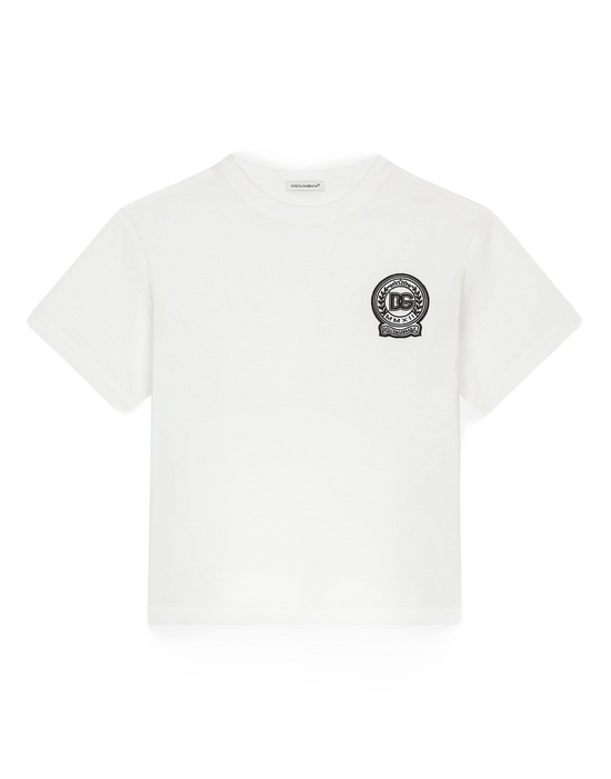 WHITE T-SHIRT WITH LOGO-PATCH