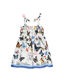 sleeveless dress in blue butterfly