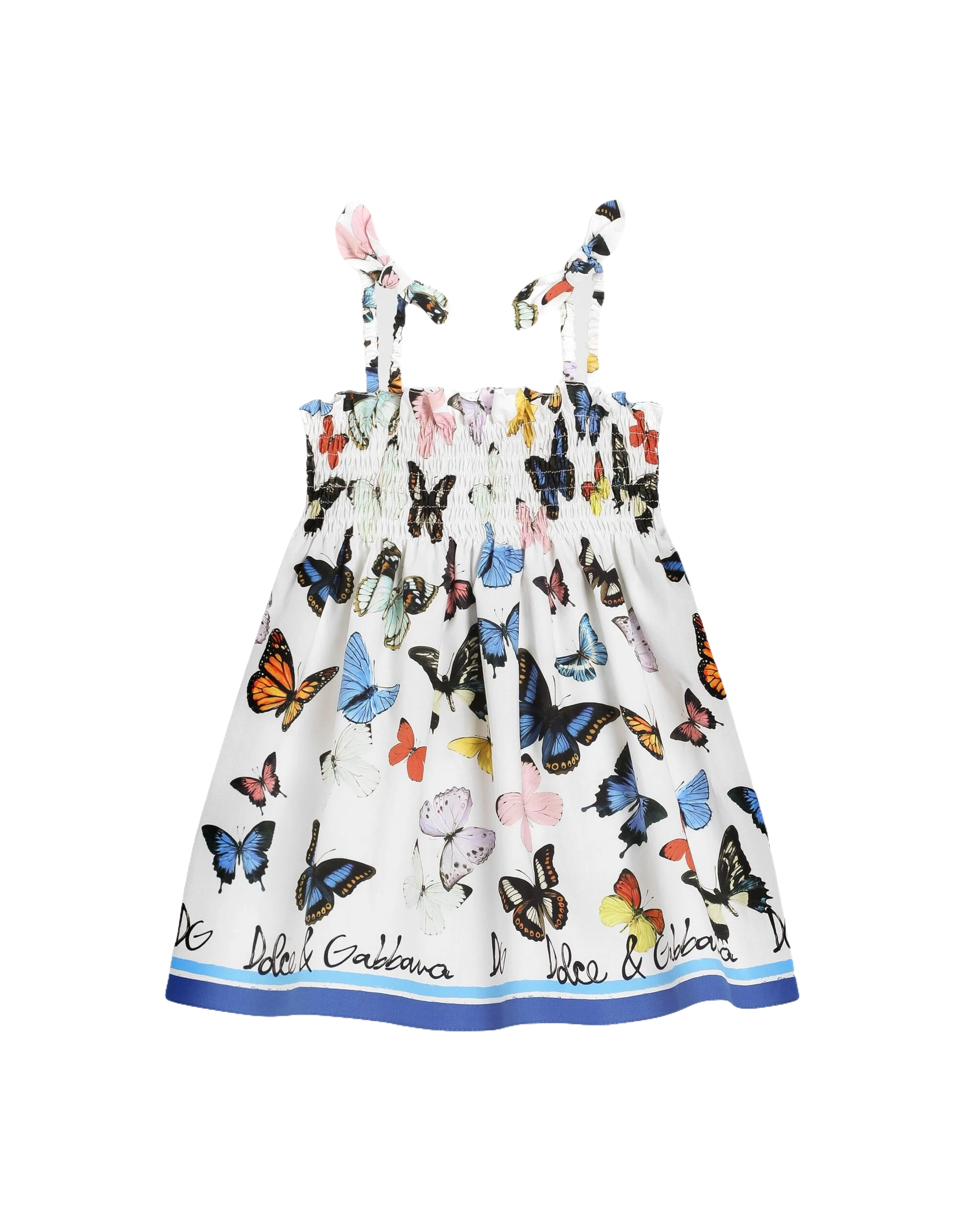 sleeveless dress in blue butterfly