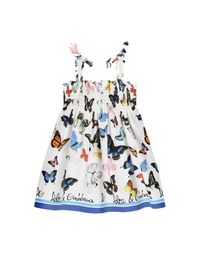 sleeveless dress in blue butterfly